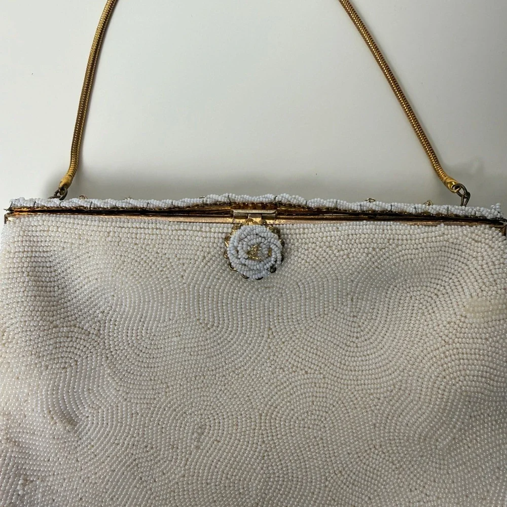 Vintage Beaded Evening Bag Made in‎ France Marshall Field Bridal Purse